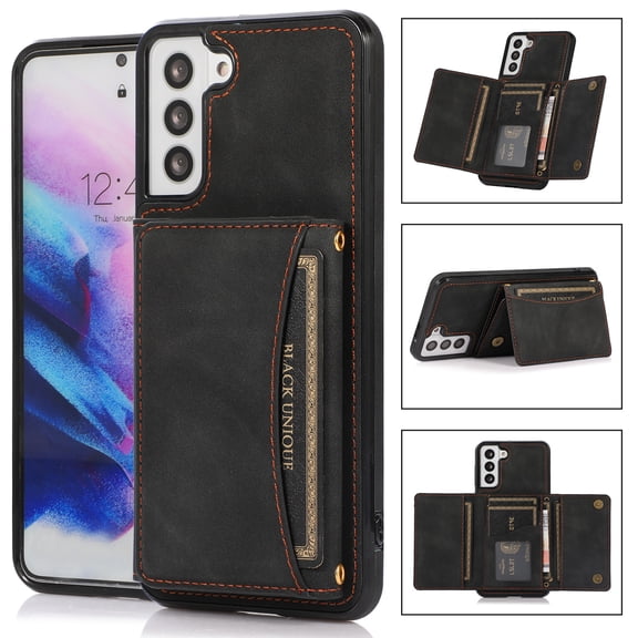 ELEHOLD Leather Wallet Case for Samsung Galaxy Note 10+ Case, Galaxy Note 10+ Wallet Case with PU Leather Card Pockets Back Flip Cover,Black