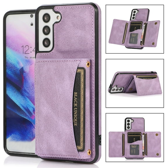 ELEHOLD Leather Wallet Case for Samsung Galaxy S23 Case, Galaxy S23 Wallet Case with PU Leather Card Pockets Back Flip Cover,Purple