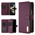 thumbnail image 1 of ELEHOLD Leather Wallet Case for Samsung Galaxy Z Fold 6,Premium Flip Leather All-Around Coverage Phone Cover Card Slot Zipper Case,Darkpurple, 1 of 6