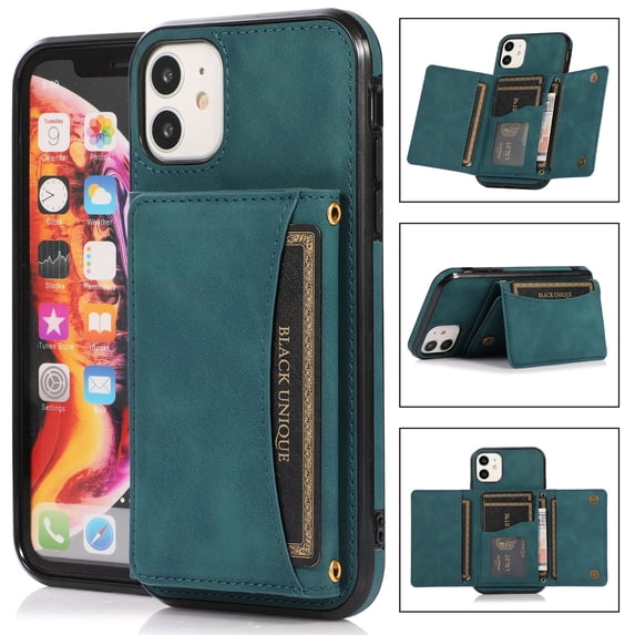 ELEHOLD Leather Wallet Case for iPhone 13 Case, iPhone 13 Wallet Case with PU Leather Card Pockets Back Flip Cover,Blue