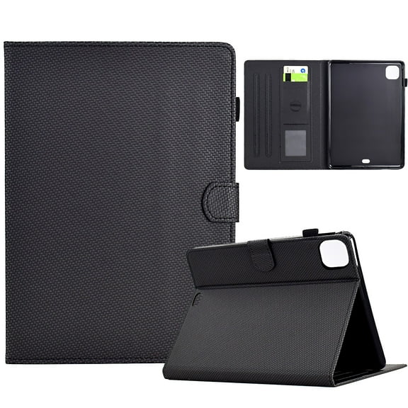 ELEHOLD Leather Wallet Case For iPad mini 5/4/3/2/1 Fiber Pattern Lightweight Folio Stand Cover, Auto Sleep&Week Function, Full Body Protection, Black