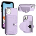 thumbnail image 1 of ELEHOLD Leather Wallet Case For iPhone 12 Pro / 12 6.1",Premium Leather Material with Back Card Holders Magnetic Button Full Body Shockproof Luxury Case,Purple, 1 of 6