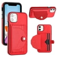 thumbnail image 1 of ELEHOLD Leather Wallet Case For iPhone 12 Pro / 12 6.1",Premium Leather Material with Back Card Holders Magnetic Button Full Body Shockproof Luxury Case,Red, 1 of 6