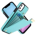 thumbnail image 1 of ELEHOLD Leather Wallet Case for iPhone 12 Pro / 12 6.1",Premium Leather Material with Organ Card Slots Holders Full Body Protection Shockproof Anti-Fingerprint Purse Case,Mint, 1 of 7
