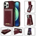 thumbnail image 1 of ELEHOLD Leather Wallet Case for iPhone 12 Pro Max with RFID Blocking Flip Card Slots Magnetic Button Kickstand Function Business Style Men Women Case,Winered, 1 of 7