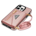 thumbnail image 1 of ELEHOLD Leather Wallet Case for iPhone 13 Pro 6.1 inch with Card Slots Zipper Pocket Kickstand Function Adjustable Crossbody Shoulder Strap Shockproof Purse Phone Case ,Pink, 1 of 6