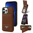 thumbnail image 1 of ELEHOLD Leather Wallet Case for iPhone 13 Pro Max with Back Flip Card Slots Magnetic Buckle Kickstand Function Shockproof Protective Leather Case for iPhone 13 Pro Max,brown, 1 of 5