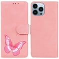thumbnail image 1 of ELEHOLD Leather Wallet Case for iPhone 13 Pro Max,Butterfly Pattern with Card Slots Kickstand Magnetic Clasp Shockproof Protective Case for Women Girls,6.7 inch,Pink, 1 of 6