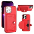 thumbnail image 1 of ELEHOLD Leather Wallet Case For iPhone 13 Pro Max,Premium Leather Material with Back Card Holders Magnetic Button Full Body Shockproof Luxury Case,Red, 1 of 6