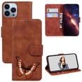 thumbnail image 1 of ELEHOLD Leather Wallet Case for iPhone 14 Pro Max,Butterfly Pattern with Card Slots Kickstand Magnetic Clasp Shockproof Protective Case for Women Girls,6.7 inch,Brown, 1 of 6