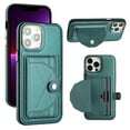 thumbnail image 1 of ELEHOLD Leather Wallet Case For iPhone 14 Pro Max,Premium Leather Material with Back Card Holders Magnetic Button Full Body Shockproof Luxury Case,Green, 1 of 6