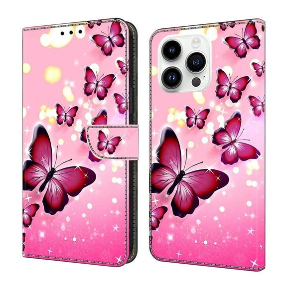 ELEHOLD Leather Wallet Case for iPhone 15 with Lanyard, Credit Card Slot Anti-Scratch Protection Durable Magnetic Closure Kickstand Flip Wallet Cover for Women,O