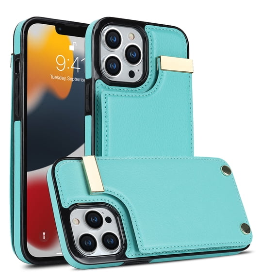 ELEHOLD Leather Wallet Case for iPhone 15 Plus,Premium Leather Material with Organ Card Slots Holders Full Body Protection Shockproof Anti-Scratch Purse Case for iPhone 15 Plus 6.7 Inch,Mint