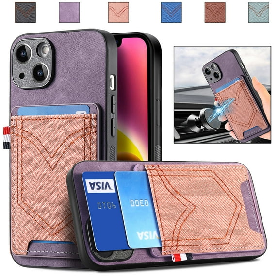 ELEHOLD Leather Wallet Case for iPhone 15 Pro Max Case with Card Holder, Premium Leather Protective Cover Full Body Slim Lightweight Case for iPhone 15 Pro Max 6.7 Inch,Purple
