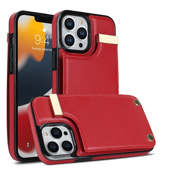 ELEHOLD Leather Wallet Case for iPhone 15 Pro Max,Premium Leather Material with Organ Card Slots Holders Full Body Protection Shockproof Anti-Scratch Purse Case for iPhone 15 Pro Max 6.7 Inch,Red