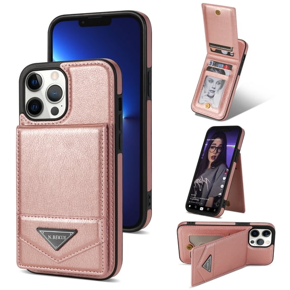 ELEHOLD Leather Wallet Case for iPhone XR with Back Flip Card Slots Magnetic Buckle Kickstand Function Shockproof Protective Leather Case for iPhone XR,pink