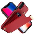 thumbnail image 1 of ELEHOLD Leather Wallet Case for iPhone XS/X,Premium Leather Material with Organ Card Slots Holders Full Body Protection Shockproof Anti-Fingerprint Purse Case,Red, 1 of 7