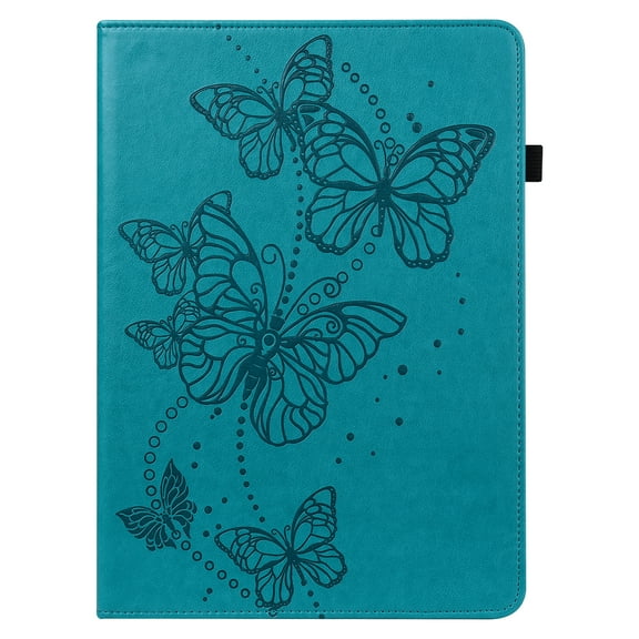 ELEHOLD for Lenovo Tab M10 3rd Gen 10.1" (2022) Leather Case,Embossed Butterflies Folio Flip Case Card Slots Kickstand Elastic Band Shockproof Protective Case for Lenovo Tab M10 Gen 3,Blue