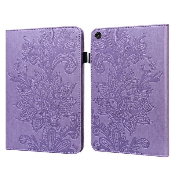 ELEHOLD for Lenovo Tab M10 3rd Gen 10.1" (2022) Leather Case,Embossed Flower Floral Folio Flip Case Card Slots Kickstand Elastic Band Shockproof Protective Case for Lenovo Tab M10 Gen 3,Purple