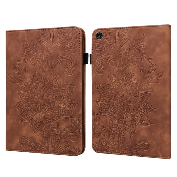 ELEHOLD for Lenovo Tab M10 3rd Gen 10.1" (2022) Leather Case,Embossed Flower Floral Folio Flip Case Card Slots Kickstand Elastic Band Shockproof Protective Case for Lenovo Tab M10 Gen 3,Brown