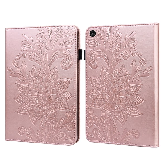 ELEHOLD for Lenovo Tab M10 3rd Gen 10.1" (2022) Leather Case,Embossed Flower Floral Folio Flip Case Card Slots Kickstand Elastic Band Shockproof Protective Case for Lenovo Tab M10 Gen 3,Rosegold