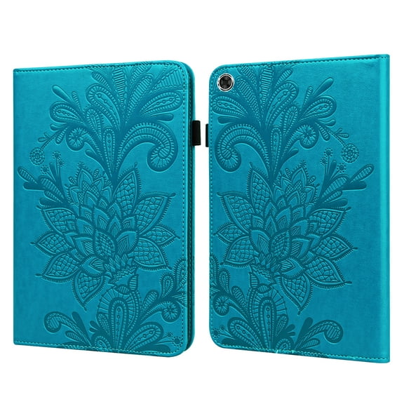 ELEHOLD for Lenovo Tab M10 Plus 3rd Gen 10.6" (2022) Leather Case,Embossed Flower Floral Folio Flip Case Card Slots Kickstand Elastic Band Shockproof Protective Case for Lenovo Tab M10 Plus,Blue