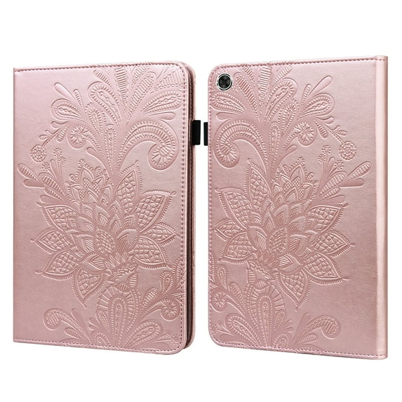 ELEHOLD for Lenovo Tab M10 Plus 3rd Gen 10.6" (2022) Leather Case,Embossed Flower Floral Folio Flip Case Card Slots Kickstand Elastic Band Shockproof Protective Case for Lenovo Tab M10 Plus,Rosegold