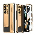 thumbnail image 1 of ELEHOLD Luxury Case for Samsung Galaxy Z Fold 5 2023 Rugged PC Shell with Built-in Screen Protector Hidden Kickstand Hinge Protection Support Wireless Charging Shockproof Full Body Case,Black+Gold, 1 of 9