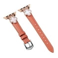 thumbnail image 1 of ELEHOLD Luxury Elegant Slim Leather Bling Women Strap Replacement Band Compatible for Apple iWatch Series SE/9/8/7/6/5/4/3/2/1 Ultra 1/2 42/44/45/49mm,Orange, 1 of 7