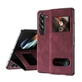 thumbnail image 1 of ELEHOLD Luxury Flip Leather Case for Samsung Galaxy Z Fold 5 Napa Leather Hidden Bracket Kickstand Ultra Slim Thin Buisness Style Men Women Anti-Scratch Shockproof Case for Galaxy Z Fold 5,Winered, 1 of 7