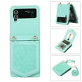 thumbnail image 1 of ELEHOLD Luxury Flip Wallet Case for Samsung Galaxy Z Flip 4 Argyle Pattern Leather RFID Bocking Card Slots Hidden Mirror Magnetic Button Adjustable Shoulder Strap,Green, 1 of 8