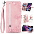 thumbnail image 1 of ELEHOLD Luxury Folio Wallet Case for Motorola Moto G Stylus 5G 2024, Embossed Flower Pattern 7 Card Slots Zipper Pocket Wrist Strap Kickstand Case Cover for Moto G Stylus 5G 2024, Pink, 1 of 7
