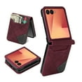 thumbnail image 1 of ELEHOLD Luxury Leather Case for Samsung Galaxy Z Flip 7,with Card Slot Slim Ligthweight Shockproof Purse Phone Case for Galaxy Z Flip 7,Winered, 1 of 6