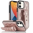 thumbnail image 1 of ELEHOLD Luxury Leather Case for iPhone 12 Premium Leather Case with Adjustable Non-Slip Wristband Full Body Case Shockproof protective Cover for Women Girls,rosegold, 1 of 8