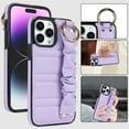 thumbnail image 1 of ELEHOLD Luxury Leather Case for iPhone 13 Pro Max 6.7" with Anti-Loss Wristband Metal Ring Buckle Full Body Protective Shockproof Anti-Scratch Phone Case,Purple, 1 of 7
