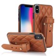 thumbnail image 1 of ELEHOLD Luxury Leather Case for iPhone XR Premium Leather Case with Adjustable Non-Slip Wristband Full Body Case Shockproof protective Cover for Women Girls,brown, 1 of 8