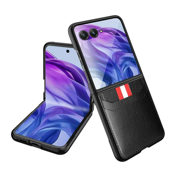 ELEHOLD Luxury Leather Wallet Case for Motorola Razr 2025/2024 with Card Slots Holders,Built-in Screen Protector, Slim Lightweight Scratch-Resistant Case for Motorola Razr 2025/2024,Black