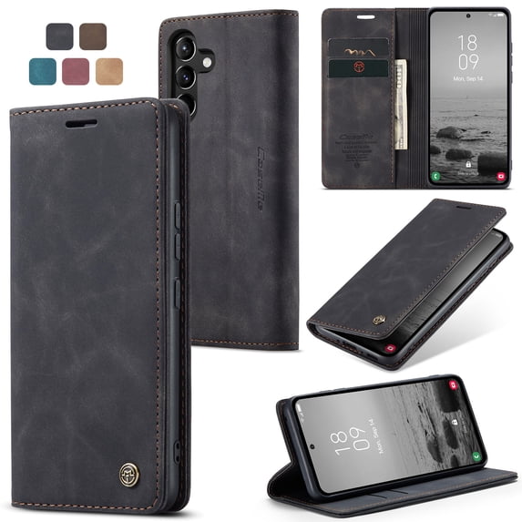 ELEHOLD Luxury Leather Wallet Case for Samsung Galaxy A54 5G with Card Slots Money Pocket Kickstand Magnetic Closure Shockproof Anti-Scratch Purse Case,Black