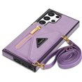 thumbnail image 1 of ELEHOLD Luxury Leather Wallet Case for Samsung Galaxy S22 Ultra,with Card Slots Zipper Pocket Kickstand Function Adjustable Crossbody Shoulder Strap Shockproof Purse Phone Case, Purple, 1 of 6