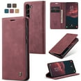 thumbnail image 1 of ELEHOLD Luxury Leather Wallet Case for Samsung Galaxy S23 with Card Slots Money Pocket Kickstand Magnetic Closure Shockproof Anti-Scratch Purse Case,Winered, 1 of 9