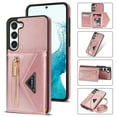 thumbnail image 1 of ELEHOLD Luxury Leather Wallet Case for Samsung Galaxy S23 Plus,with Card Slots Zipper Pocket Kickstand Function Adjustable Crossbody Shoulder Strap Shockproof Purse Phone Case,Pink, 1 of 7