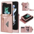 thumbnail image 1 of ELEHOLD Luxury Leather Wallet Case for Samsung Galaxy Z Flip 5,with Card Slots Zipper Pocket Adjustable Crossbody Shoulder Strap Shockproof Purse Phone Case for Galaxy Z Flip 5,Pink, 1 of 7