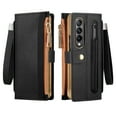 thumbnail image 1 of ELEHOLD Luxury Leather Wallet Case for Samsung Galaxy Z Fold 4 Zipper Pocket RFID Blocking Card Slots Pen Slot Wrist Strap Magnetic Shockproof Purse Case For Samsung Galaxy Z Fold 4,Black, 1 of 10
