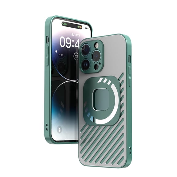 ELEHOLD Luxury Magnetic Case for iPhone 14 6.1", Hybrid Alloy Case Compatible with MagSafe Wireless Charging All-inclusive Lens Protection Shockproof Rugged Case,Green
