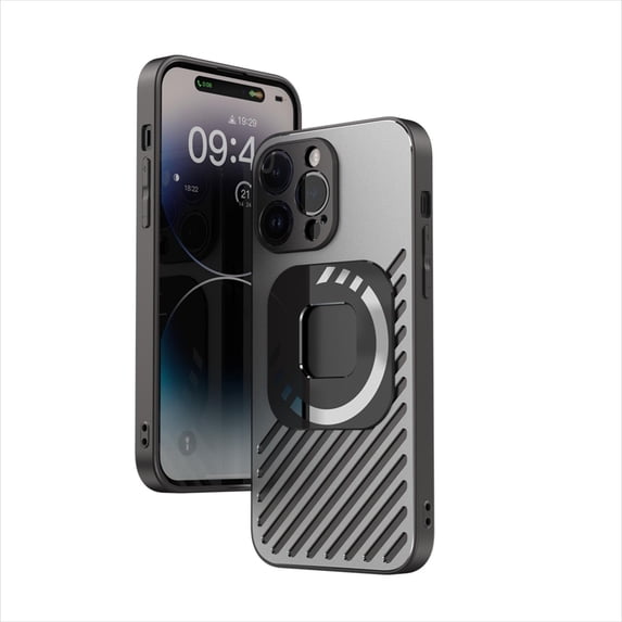 ELEHOLD Luxury Magnetic Case for iPhone 14 6.1", Hybrid Alloy Case Compatible with MagSafe Wireless Charging All-inclusive Lens Protection Shockproof Rugged Case,Black