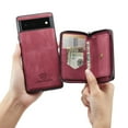 thumbnail image 1 of ELEHOLD Luxury Multi-Functional Wallet Case for Google Pixel 6A Leather Purse Case with Detachable Card Slots Zipper Pocket Kickstand Function Shockproof Protective Case,Red, 1 of 5