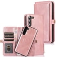 thumbnail image 1 of ELEHOLD Luxury Multi-Functional Wallet Case for Samsung Galaxy S23 Plus/S23+ with Card Slots Dual-Use Detachable Phone Case Magnetic Function Lanyard Shockproof Wallet Case,Rosegold, 1 of 7