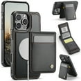 thumbnail image 1 of ELEHOLD Luxury PU Leather Magnetic Case For iPhone 11 Detachable Back Wallet Stand Function Card Case, Mag Safe Compatible, RFID Blocking Technology Shockproof Cover - Black, 1 of 11