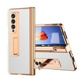 thumbnail image 1 of ELEHOLD Luxury Plating Case for Samsung Galaxy Z Fold 4 2022 Lychee Pattern Case Tempered Glass Screen Protector Hinge Protection S Pen Slot Shockproof Durable Anti-Scratch Case, White, 1 of 7