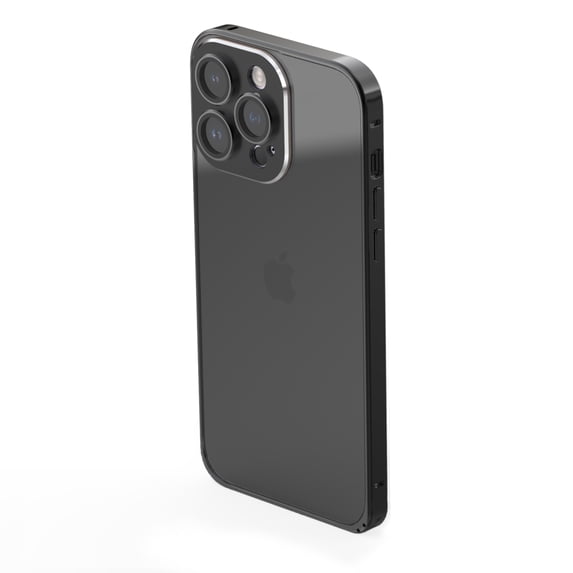 ELEHOLD Luxury Plating Clear Case for iPhone 14 Pro 6.1 inch,Aluminum Alloy Frame Slim Thin with Camera Lens Protection Hard PC Back Anti-Scratch Protective Case,Black